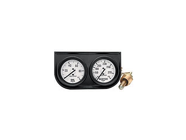 Auto Meter Auto gage Mechanical Gauge Console, 2-1/16", Oil Pressure/Water Temperature (100 PSI/100-280 F)