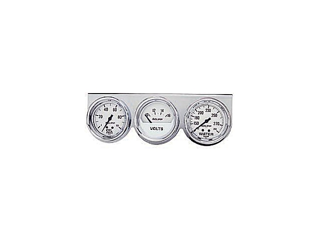 Auto Meter Auto gage Mechanical Gauge Console, 2-5/8", Oil Pressure/Voltmeter/Water Temperature (100 PSI/16 Volts/100-280 F)