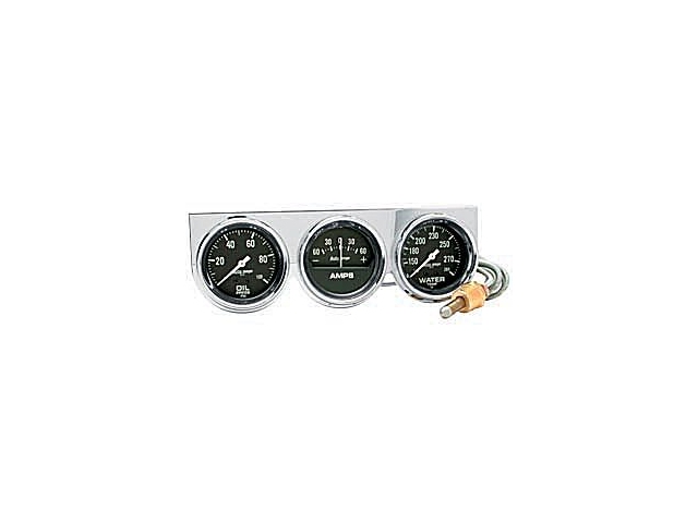 Auto Meter Auto gage Mechanical Gauge Console, 2-5/8", Oil Pressure/Amp/Water Temperature (100 PSI/-60-+60 Amps/130-280 F)