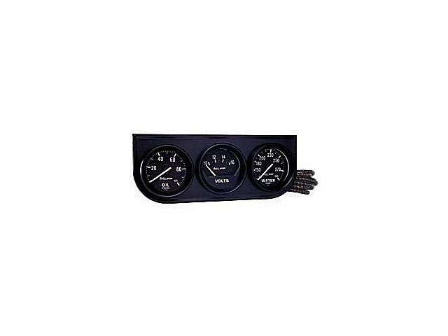 Auto Meter Auto gage Mechanical Gauge Console, 2-1/16", Oil Pressure/Voltmeter/Water Temperature (100 PSI/10-16 Volts/130-280 F)