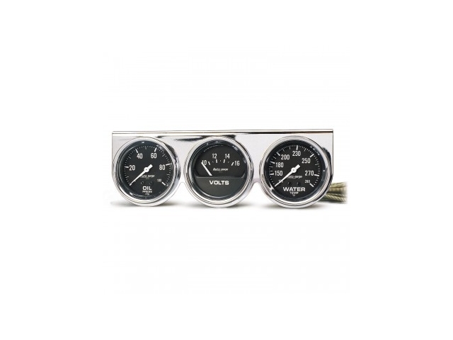Auto Meter Auto gage Mechanical Gauge, 2-5/8", Oil Pressure/Voltmeter/Water Temperature (100 PSI/16 Volts/130-280 F) - Click Image to Close