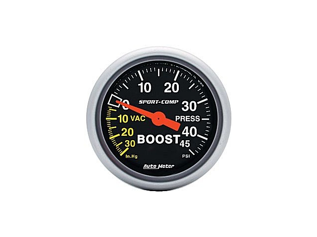 Auto Meter Sport-Comp Mechanical, 2-1/16", Vacuum/Boost (30 In. Hg.-Vac/45 PSI)