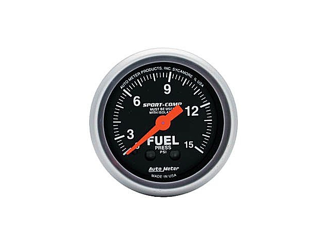 Auto Meter Sport-Comp Mechanical, 2-1/16", Fuel Pressure (0-15 PSI) - Click Image to Close