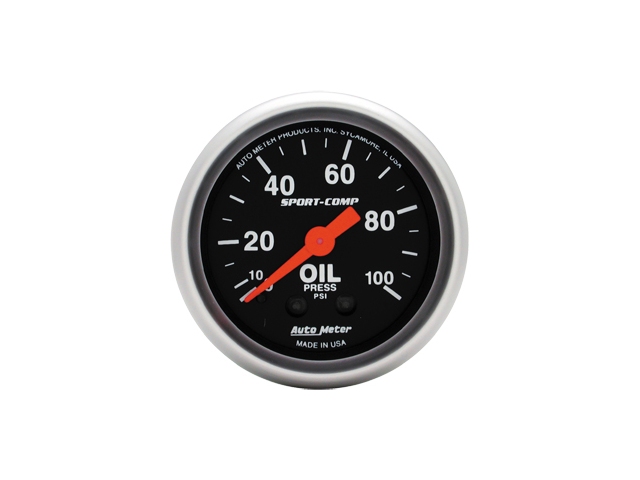 Auto Meter Sport-Comp Mechanical, 2-1/16", Oil Pressure (0-100 PSI) - Click Image to Close