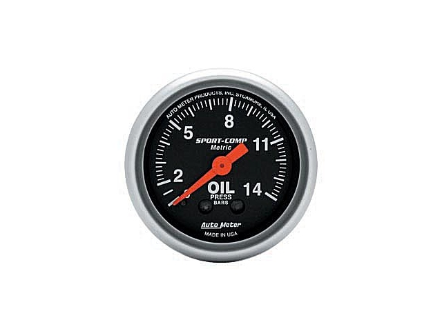 Auto Meter Sport-Comp Mechanical, 2-1/16", Oil Pressure Metric (0-14 Kg/Cm^2)