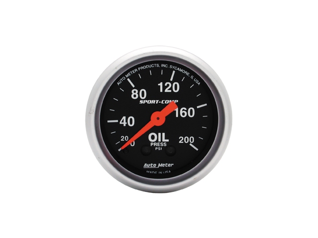 Auto Meter Sport-Comp Mechanical, 2-1/16", Oil Pressure (0-200 PSI) - Click Image to Close
