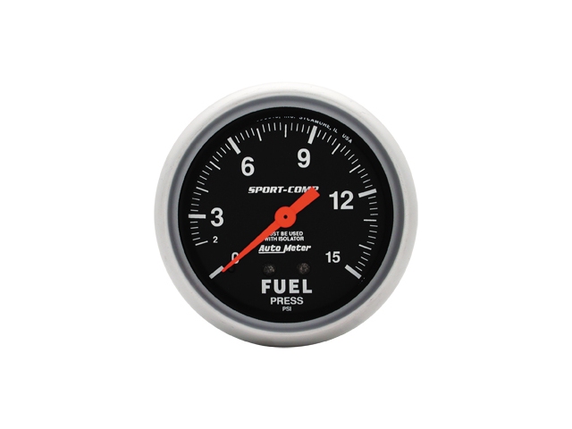 Auto Meter Sport-Comp Mechanical, 2-5/8", Fuel Pressure (0-15 PSI) - Click Image to Close