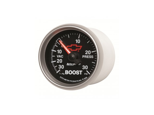 Auto Meter Chevrolet PERFORMANCE Mechanical Gauge, 2-1/16" Vacuum/Boost (30 In Hg/30 PSI)