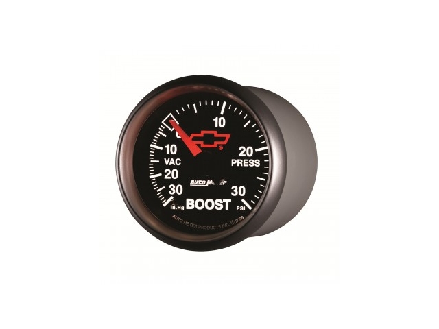 Auto Meter Chevrolet PERFORMANCE Mechanical Gauge, 2-1/16" Vacuum/Boost (30 In Hg/30 PSI) - Click Image to Close