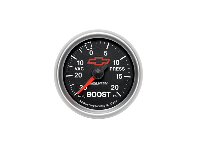 Auto Meter Chevrolet PERFORMANCE Mechanical Gauge, 2-1/16", Vacuum/Boost (30 In Hg/20 PSI) - Click Image to Close
