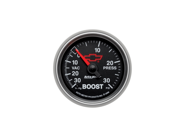 Auto Meter Chevrolet PERFORMANCE Digital Stepper Motor Gauge, 2-1/16", Vacuum/Boost (30 In Hg/30 PSI)