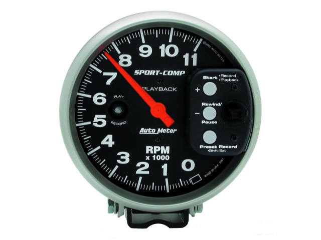 Auto Meter SPORT-COMP Pedestal Mount Tach, 5", Tachometer Playback (0-11000 RPM)