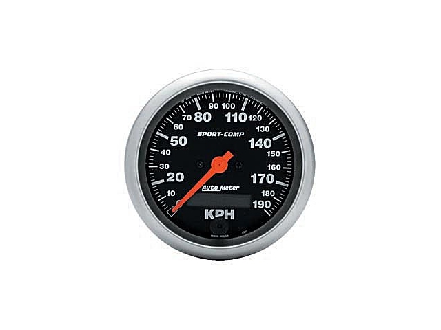 Auto Meter Sport-Comp In-Dash Tach & Speedo, 3-3/8", Speedometer Electric Programmable Metric (190 KPH) - Click Image to Close