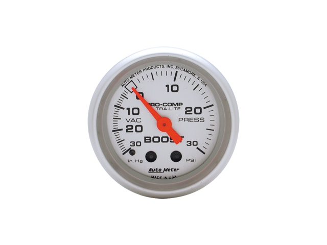 Auto Meter Ultra-Lite Mechanical, 2-1/16", Vacuum/Boost (30 In. Hg/30 PSI)