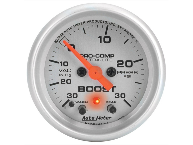 Auto Meter PRO-COMP ULTRA-LITE Digital Stepper Motor Gauge, 2-1/16", Vacuum/Boost w/ Peak Memory & Warning (30 In. Hg./30 PSI) - Click Image to Close