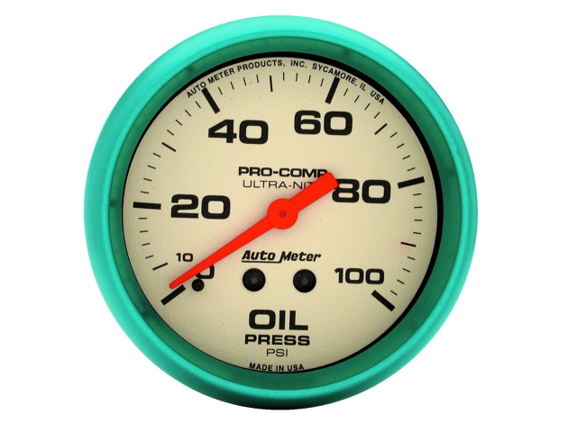Auto Meter PRO-COMP ULTRA-NITE Mechanical Gauge, 2-5/8", Oil Pressure (0-100 PSI)