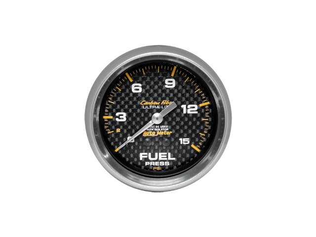 Auto Meter Carbon Fiber ULTRA-LITE Mechanical Gauge, 2-5/8", Fuel Pressure (0-15 PSI)