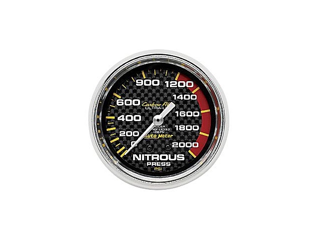 Auto Meter Carbon Fiber ULTRA-LITE Mechanical Gauge, 2-5/8", Nitrous Pressure (0-2000 PSI)