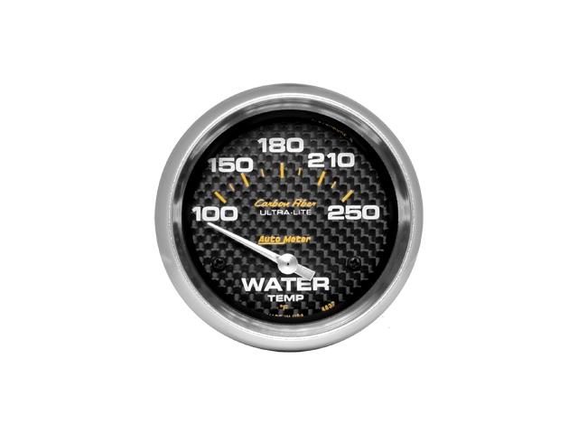 Auto Meter Carbon Fiber ULTRA-LITE Air-Core Gauge, 2-5/8", Water Temperature (100-250 F)