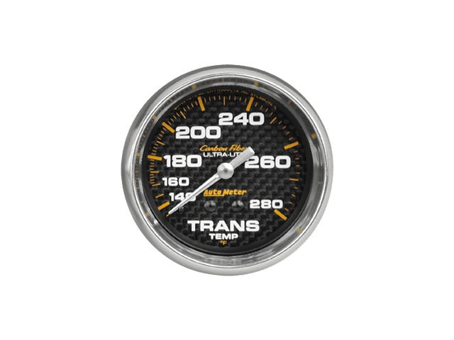 Auto Meter Carbon Fiber ULTRA-LITE Mechanical Gauge, 2-5/8", Transmission Temperature (140-280 F) - Click Image to Close