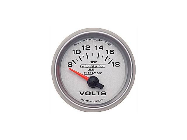 Auto Meter Ultra-Lite II Air-Core Gauge, 2-1/16", Voltmeter (8-18 Volts)