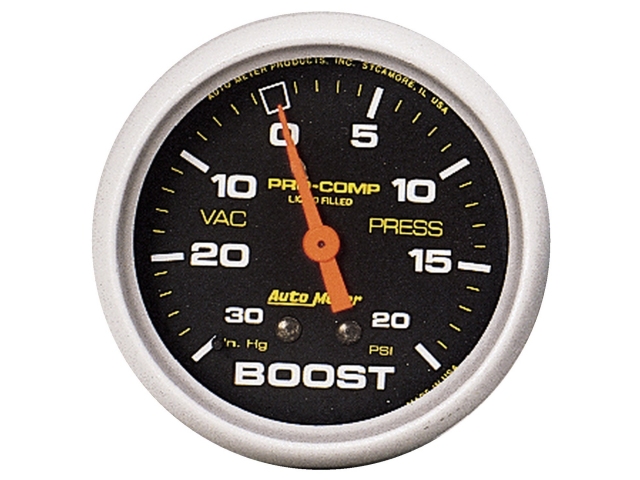 Auto Meter PRO-COMP Liquid Filled Mechanical, 2-5/8", Vacuum/Boost (30 In. Hg./20 PSI)