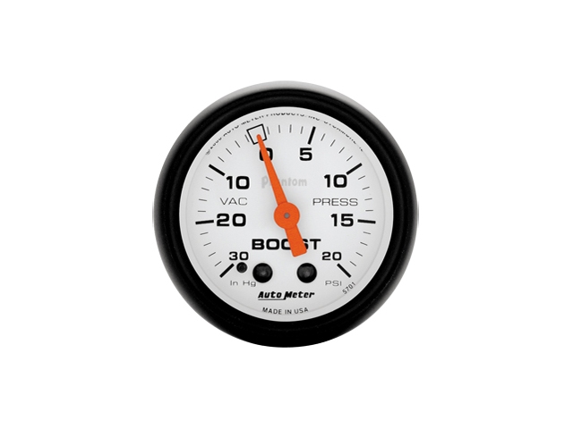 Auto Meter Phantom Mechanical, 2-1/16", Vacuum/Boost (30 in Hg.-Vac./20 PSI) - Click Image to Close