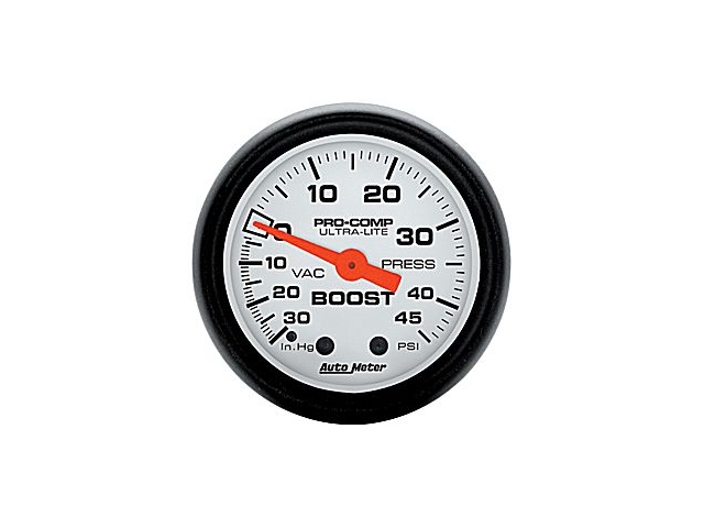 Auto Meter Phantom Mechanical, 2-1/16", Vacuum/Boost (30 In. Hg.-Vac/45 PSI) - Click Image to Close