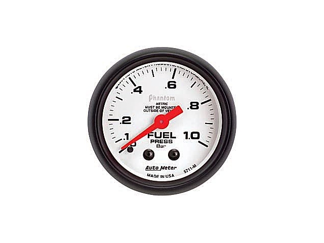 Auto Meter Phantom Mechanical, 2-1/16", Fuel Pressure (0-1.0 Bar)