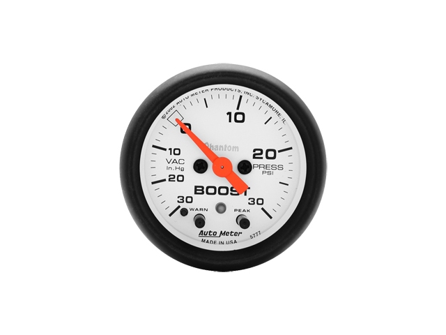 Auto Meter Phantom Digital Stepper Motor Gauge, 2-1/16", Vacuum/Boost w/ Peak Memory & Warning (30 In Hg.-Vac./30 PSI)