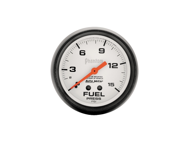 Auto Meter Phantom Mechanical, 2-5/8", Fuel Pressure (0-15 PSI) - Click Image to Close