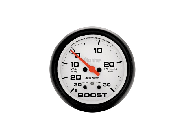 Auto Meter Phantom Digital Stepper Motor Gauge, 2-5/8", Vacuum/Boost w/ Peak Memory & Warning (30 In Hg.-Vac./30 PSI)