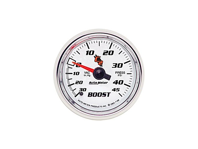 Auto Meter C2 Mechanical Gauge, 2-1/16", Vacuum/Boost (30 In Hg/45 PSI)