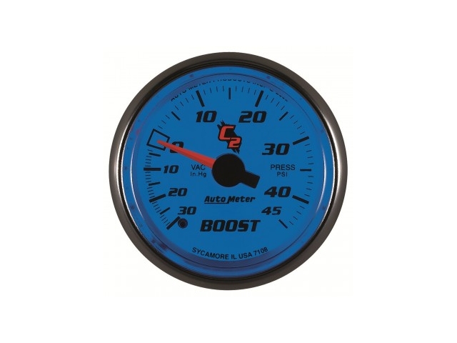 Auto Meter C2 Mechanical Gauge, 2-1/16", Vacuum/Boost (30 In Hg/45 PSI) - Click Image to Close