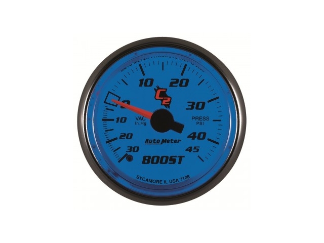 Auto Meter C2 Mechanical Gauge, 2-1/16", Vacuum/Boost (30 In Hg/45 PSI)