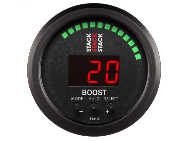 Auto Meter STACK BLACK BOOST [2-1/16" | -1 - +2 BAR (-30 IN HG - +30 PSI)]