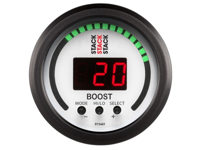 Auto Meter STACK WHITE BOOST [2-1/16" | -1 - +2 BAR (-30 IN HG - +30 PSI)]