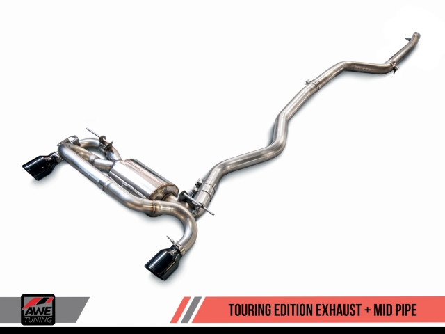 AWE-TUNING TOURING EDITION Axle-Back Exhaust w/ 90mm Diamond Black Tips (BMW F3X 340i & 440i) - Click Image to Close