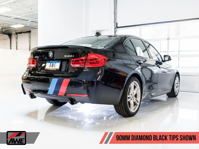 AWE-TUNING TOURING EDITION Axle-Back Exhaust w/ 90mm Diamond Black Tips (BMW F3X 340i & 440i)