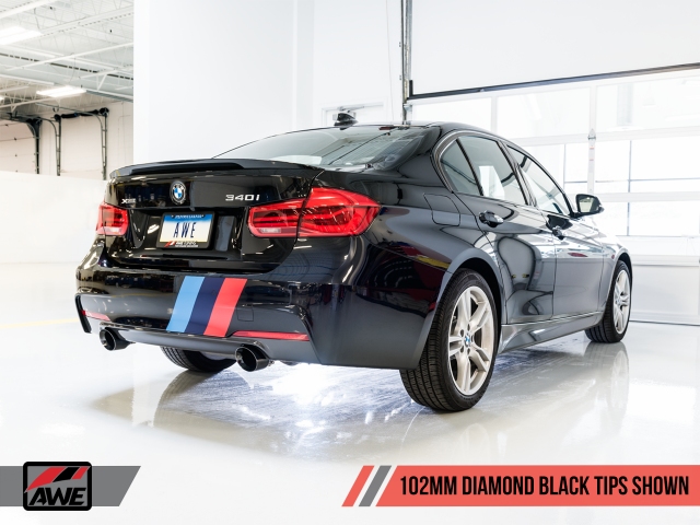 AWE-TUNING TOURING EDITION Axle-Back Exhaust w/ 102mm Diamond Black Tips (BMW F3X 340i & 440i)