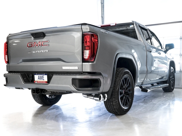 AWE-TUNING 0FG Dual Side Exit Cat-Back Exhaust w/ Chrome Silver Tips (2019-2023 Silverado & Sierra 1500 5.3L V8)