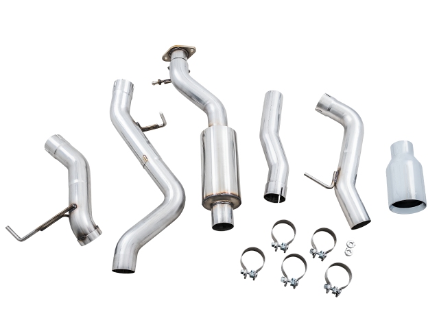 AWE-TUNING 0 FG Single Side Exit Exhaust w/ BashGuard & Single 5" Chrome Silver Tip (2021-2022 Ford Bronco)