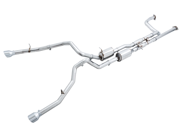AWE-TUNING 0 FG Dual Exit Exhaust w/ 5" Chrome Silver Tips (2020-2021 RAM 1500 TRX) - Click Image to Close