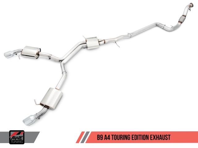 AWE-TUNING TOURING EDITION Exhaust w/ Dual Outlet Chrome Silver Tips (2017-2018 Audi A4 2.0L I4 AWD)