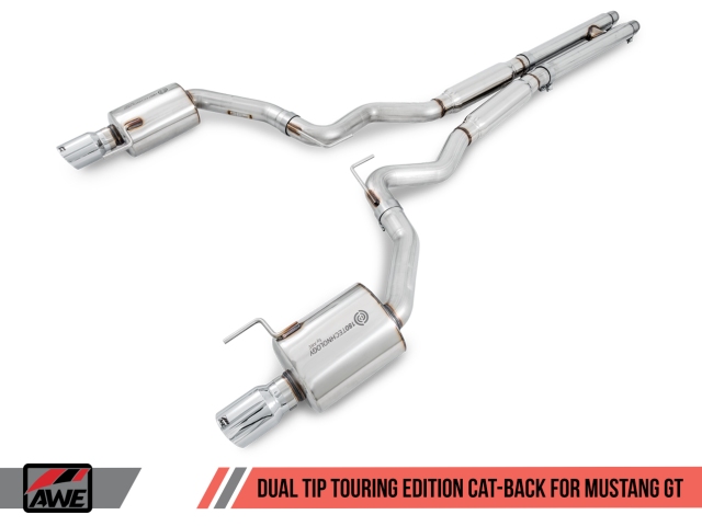 AWE-TUNING TOURING EDITION Cat-Back Exhaust w/ Dual Silver Chrome Tips (2015-2017 Mustang GT)
