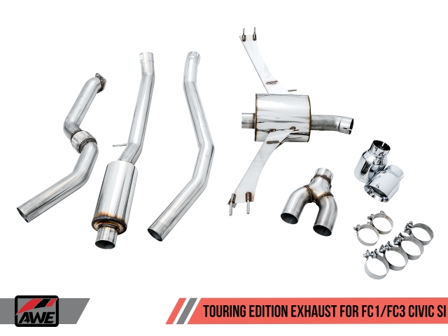 AWE-TUNING TOURING EDITION Cat-Back Exhaust w/ Dual Chrome Silver Tips (2017-2020 Civic Si)