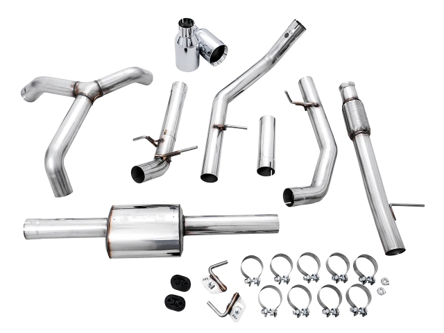 AWE-TUNING 0FG Split Rear Exit Cat-Back Exhaust w/ Dual Chrome Silver Tips (2019-2023 Silverado & Sierra 1500 5.3L V8)