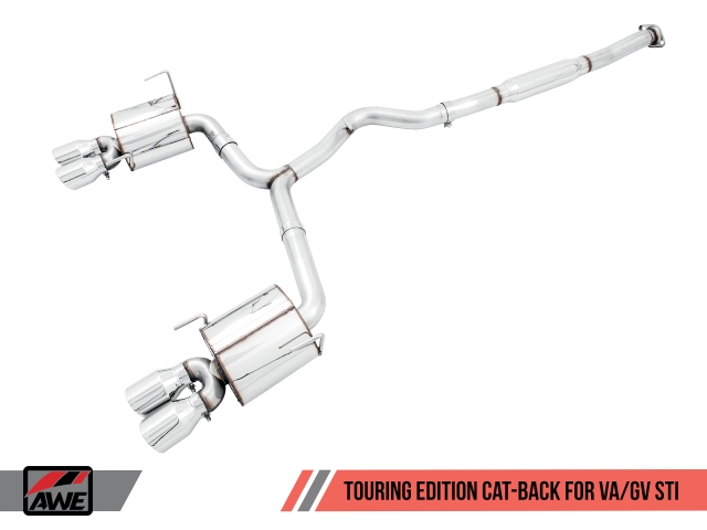 AWE-TUNING TOURING EDITION Cat-Back Exhaust w/ 102mm Quad Chrome Silver Tips (2011-2020 Impreza WRX & WRX STi)