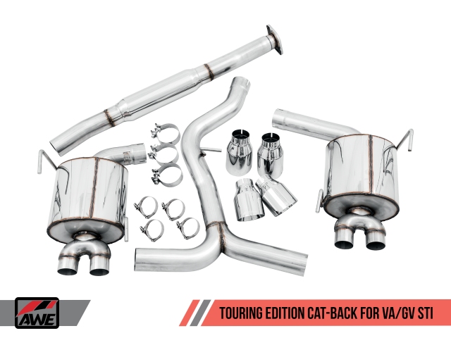 AWE-TUNING TOURING EDITION Cat-Back Exhaust w/ 102mm Quad Chrome Silver Tips (2011-2020 Impreza WRX & WRX STi)