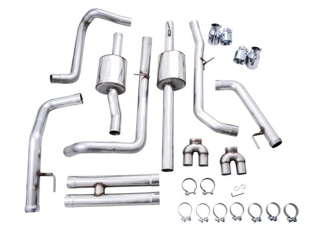 AWE-TUNING 0FG Cat-Back Exhaust w/ Quad Chrome Silver Tips (2022-2023 Silverado 1500 ZR2 & Sierra 1500 AT4X)